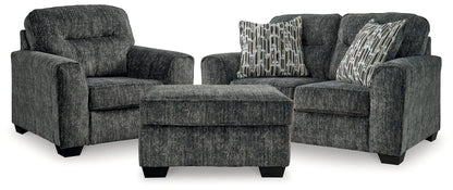 Lonoke Gunmetal Loveseat, Oversized Chair and Ottoman - 50504U10