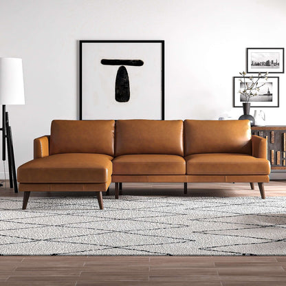 Lore  L-Shaped Genuine Leather Sectional In Tan Left Facing - SEC00401301