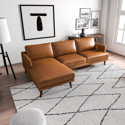 Lore  L-Shaped Genuine Leather Sectional In Tan Left Facing - SEC00401301