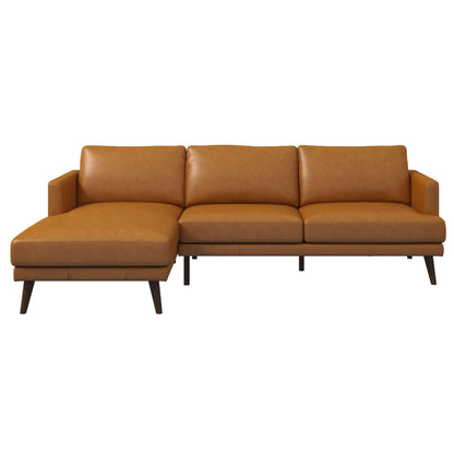 Lore  L-Shaped Genuine Leather Sectional In Tan Left Facing - SEC00401301