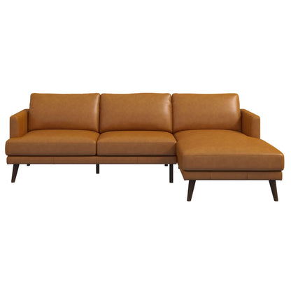 Lore  L-Shaped Genuine Leather Sectional In Tan Right Facing - SEC00401302