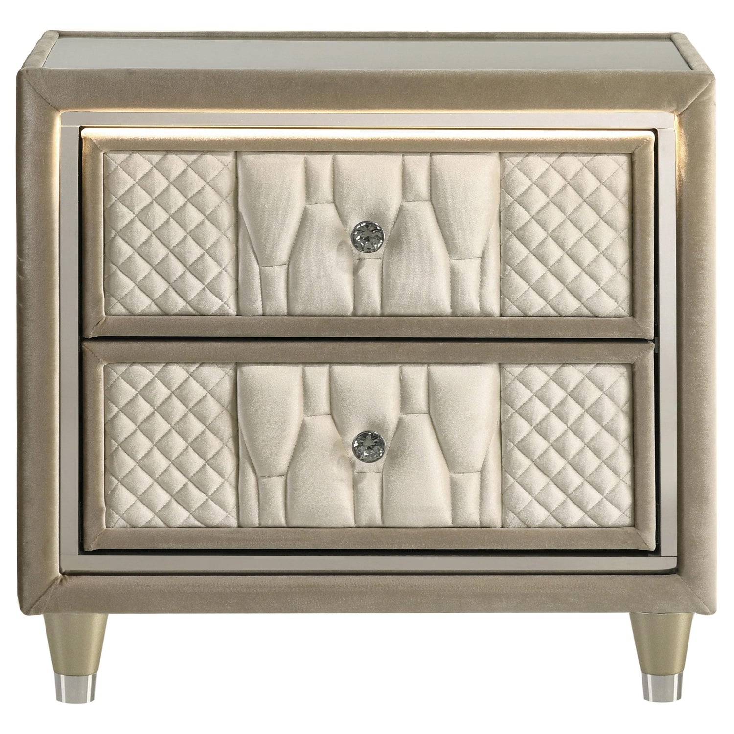 Lorient 2-drawer LED Nightstand with USB Ivory and Camel - 222662