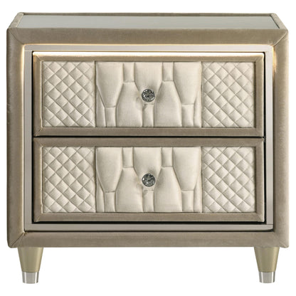 Lorient 2-drawer LED Nightstand with USB Ivory and Camel - 222662