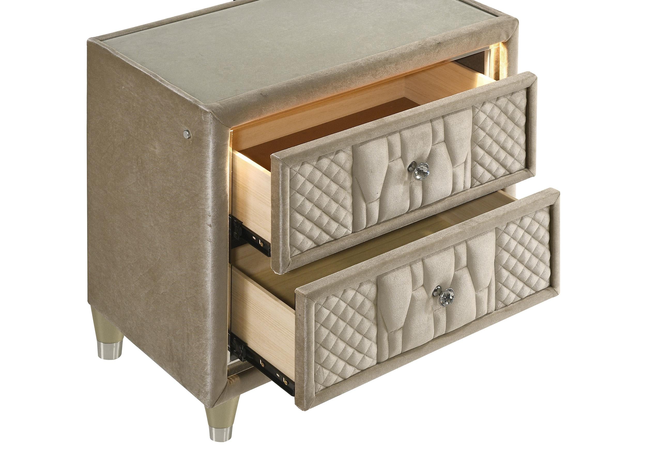 Lorient 2-drawer LED Nightstand with USB Ivory and Camel - 222662