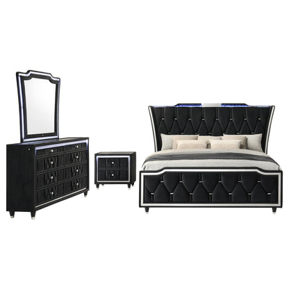 Lorient 4-piece Eastern King Bedroom Set Black - 223161KE-S4