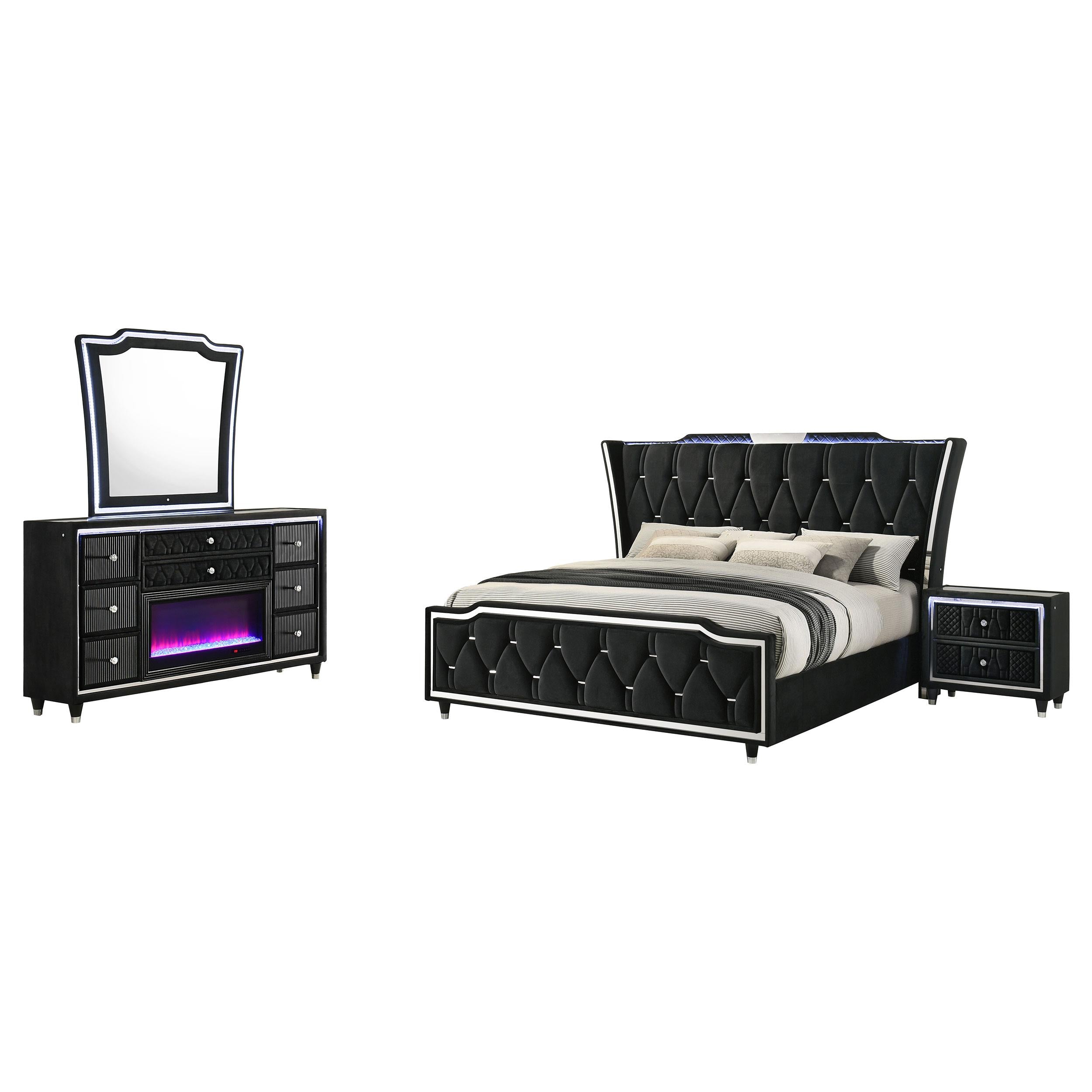 Lorient 4-piece Eastern King Bedroom Set Black - 223161KE-S4B