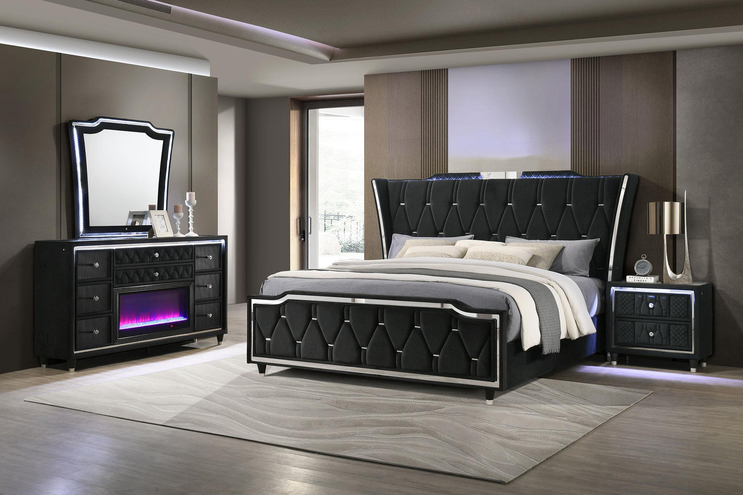 Lorient 4-piece Queen Bedroom Set Black - 223161Q-S4B