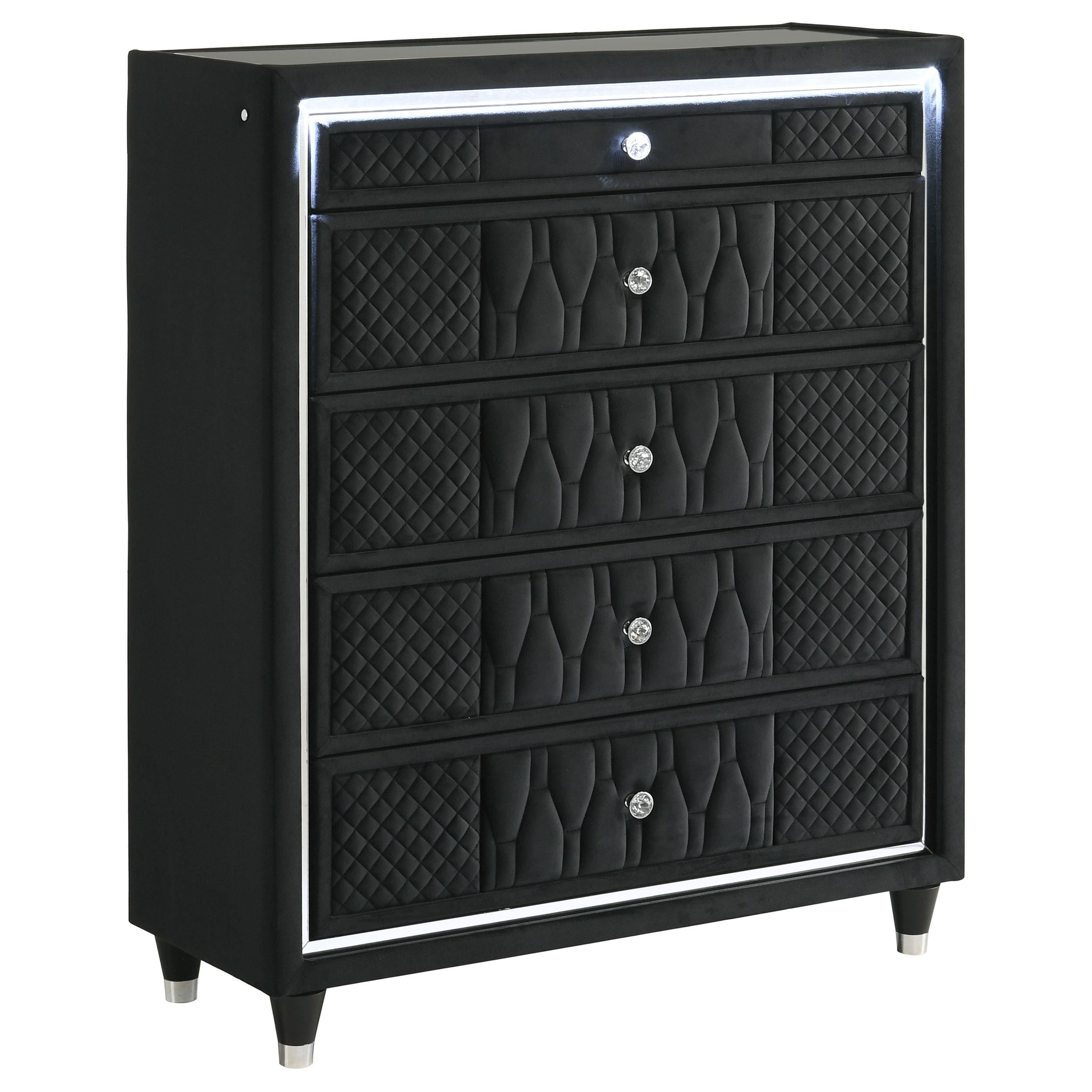 Lorient 5-drawer LED Chest of Drawers Black - 223165