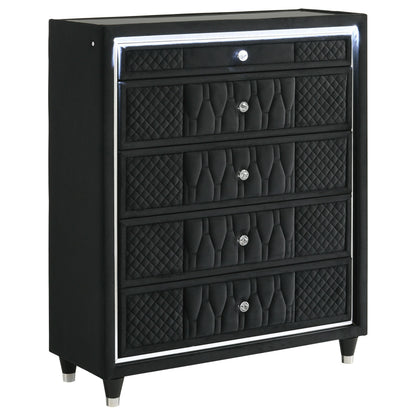 Lorient 5-drawer LED Chest of Drawers Black - 223165