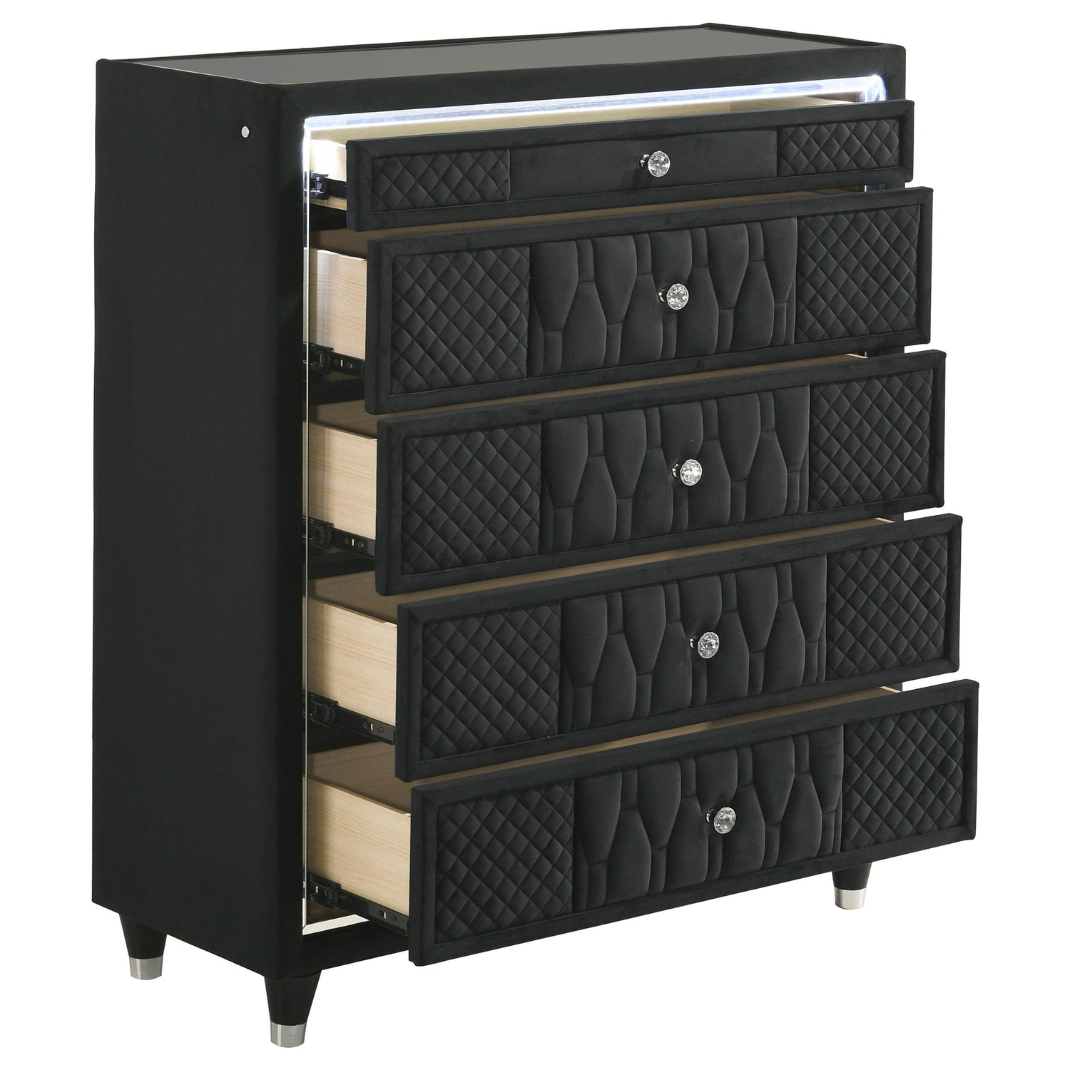 Lorient 5-drawer LED Chest of Drawers Black - 223165