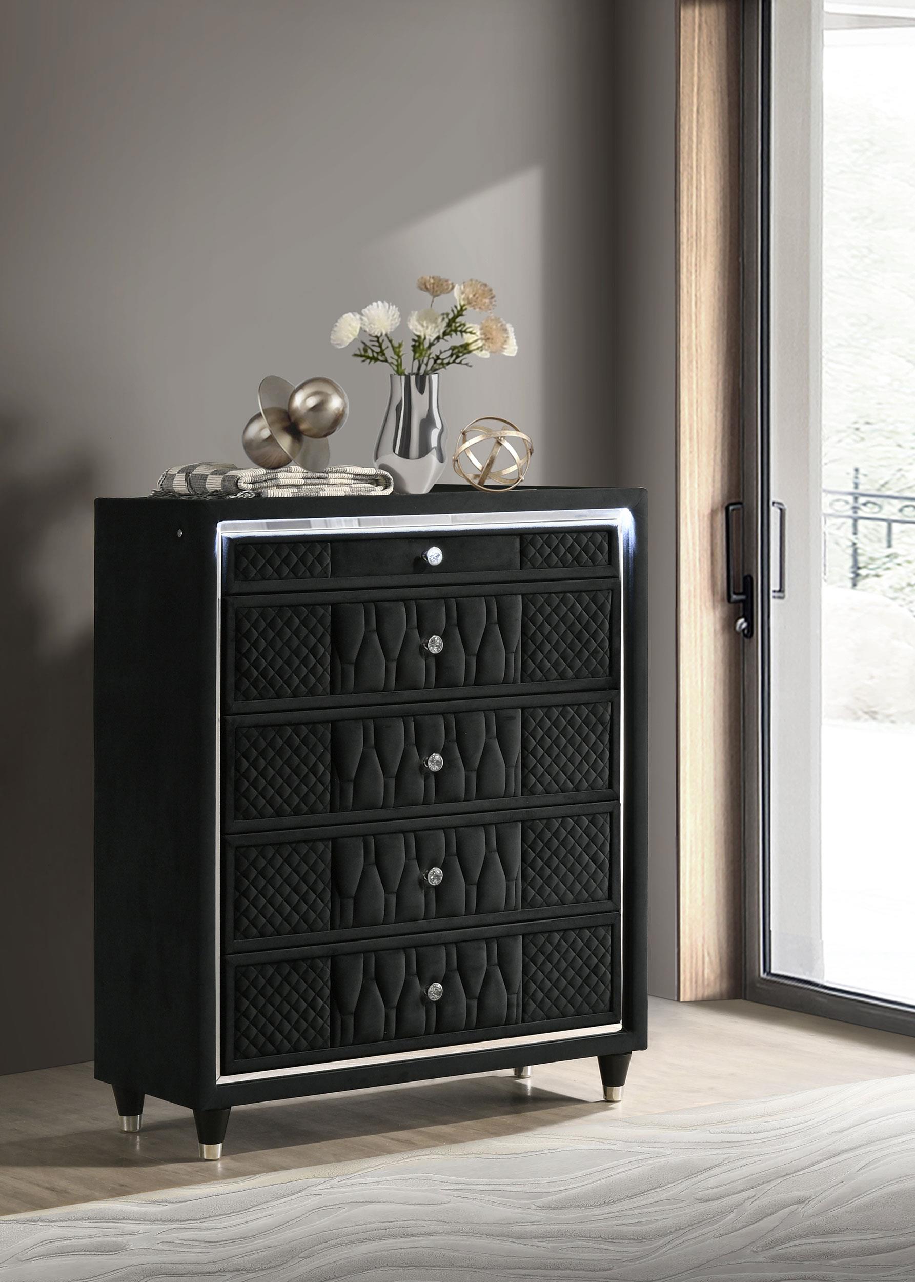 Lorient 5-drawer LED Chest of Drawers Black - 223165