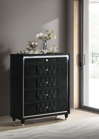 Lorient 5-drawer LED Chest of Drawers Black - 223165
