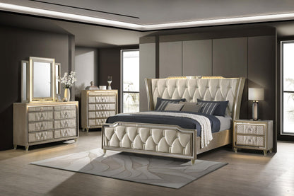 Lorient 5-drawer LED Chest of Drawers Ivory and Camel - 222665