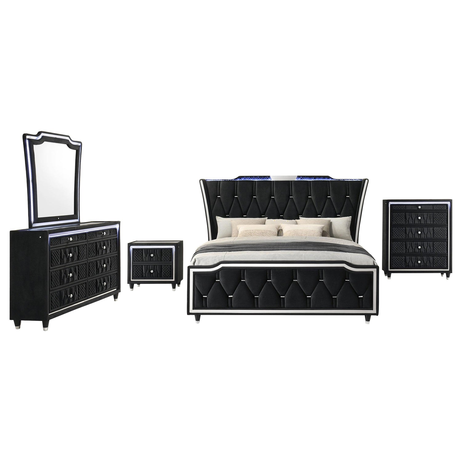 Lorient 5-piece Eastern King Bedroom Set Black - 223161KE-S5