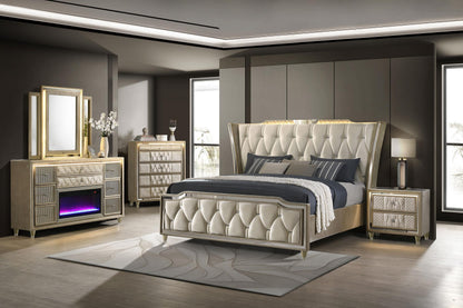 Lorient 5-piece Queen Bedroom Set Ivory and Camel - 222661Q-S5B
