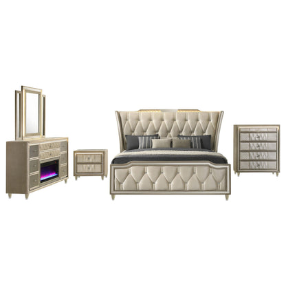 Lorient 5-piece Queen Bedroom Set Ivory and Camel - 222661Q-S5B