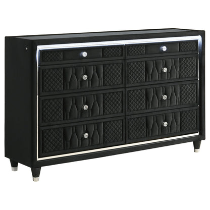 Lorient 8-drawer LED Bedroom Dresser Cabinet Black - 223163