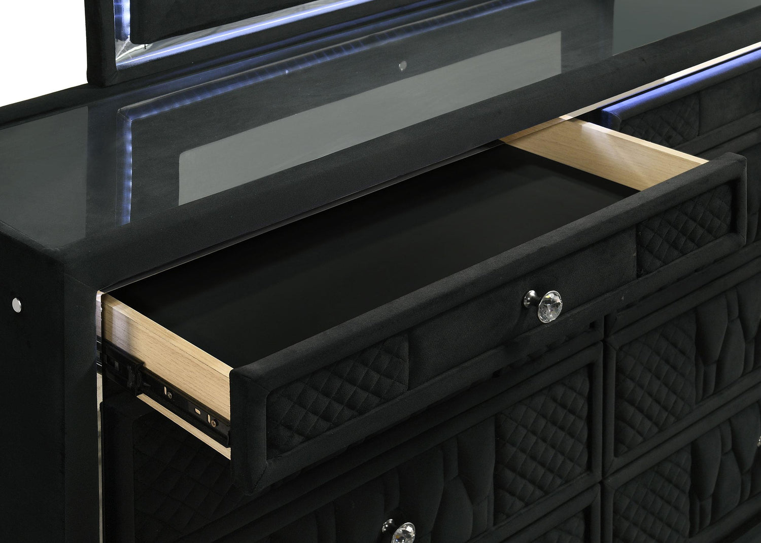 Lorient Black 8-Drawer LED Bedroom Dresser Bien Home Furniture Lorient Black 8-Drawer LED Bedroom Dresser Bien Home Furniture