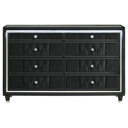 Lorient 8-drawer LED Bedroom Dresser Cabinet Black - 223163