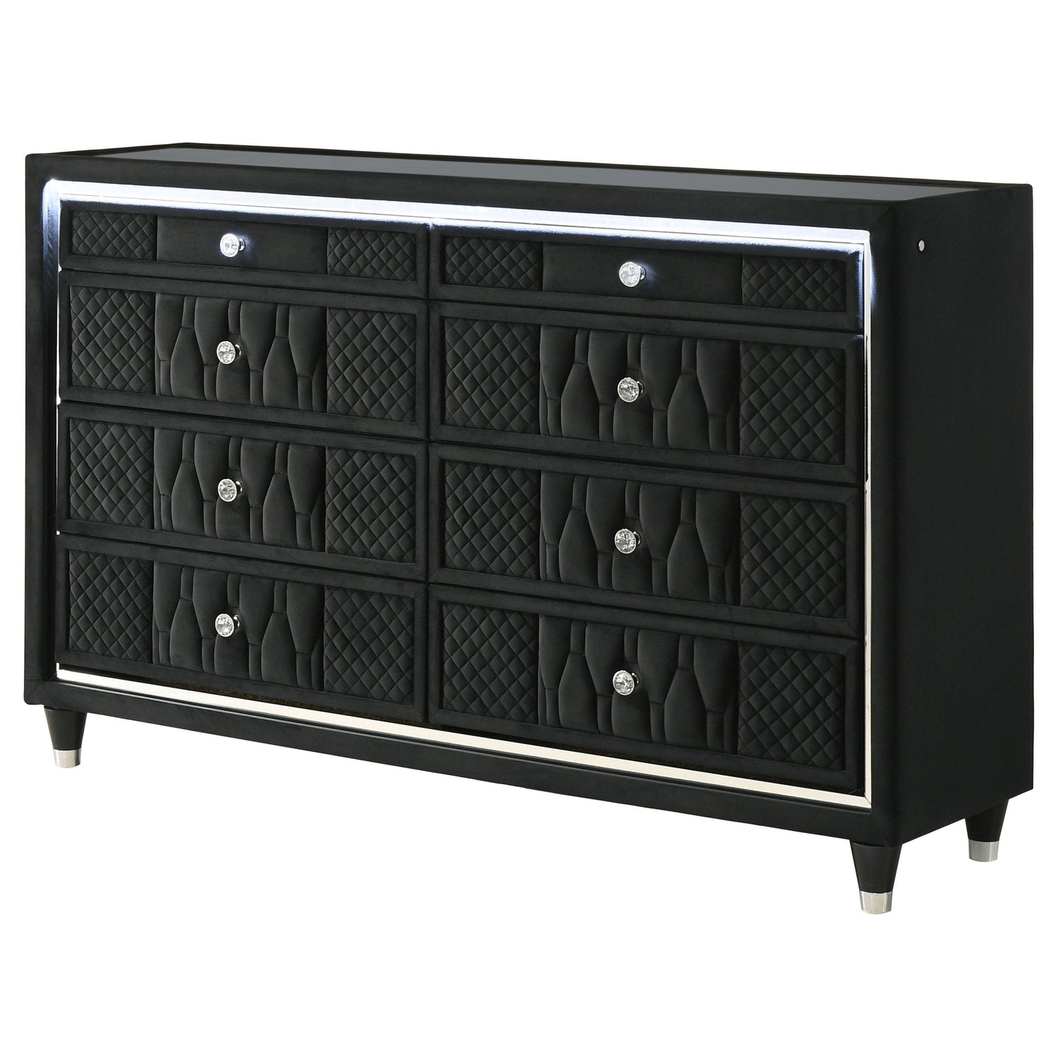 Lorient 8-drawer LED Bedroom Dresser Cabinet Black - 223163
