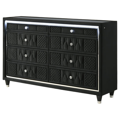 Lorient 8-drawer LED Bedroom Dresser Cabinet Black - 223163