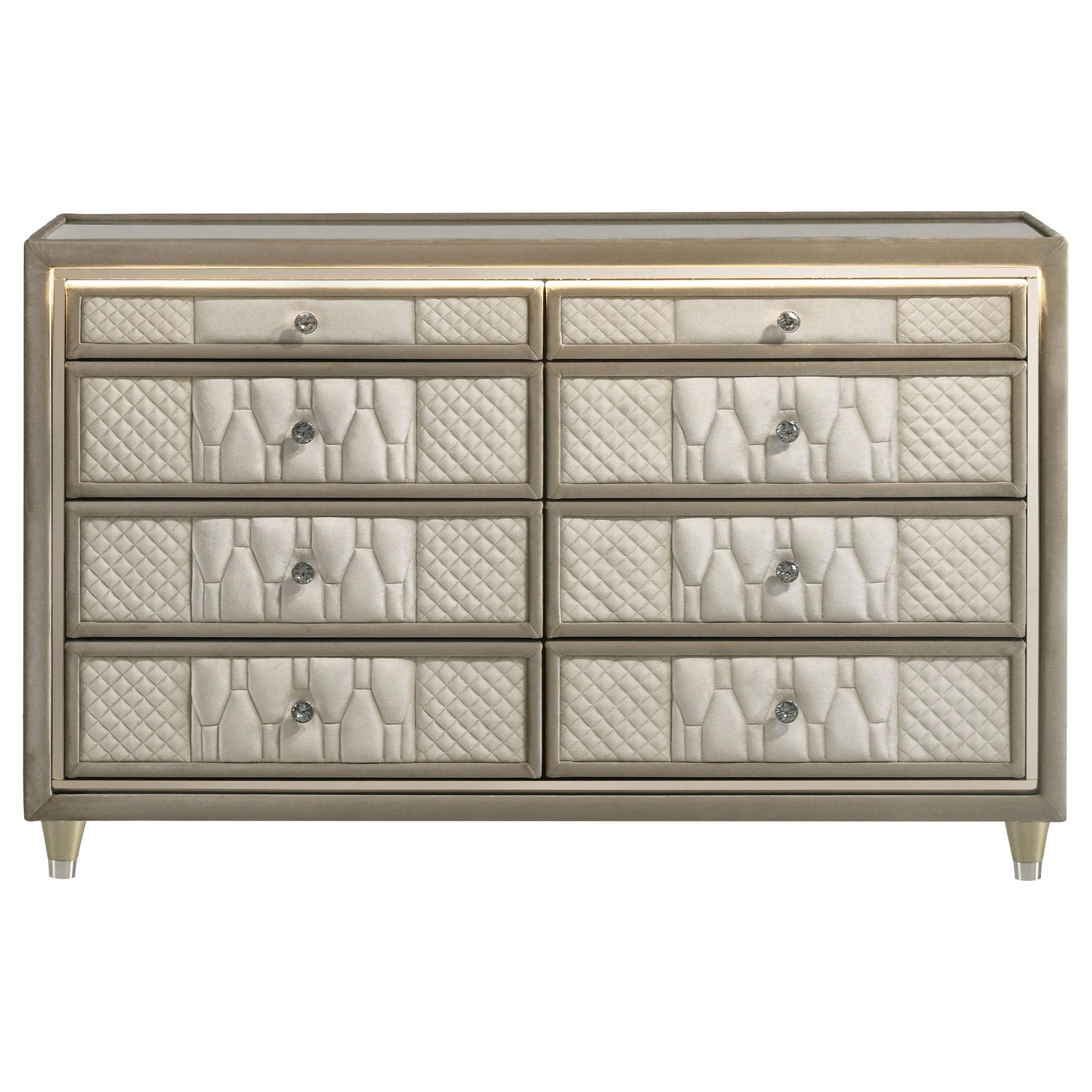 Lorient 8-drawer LED Bedroom Dresser Cabinet Ivory and Camel - 222663