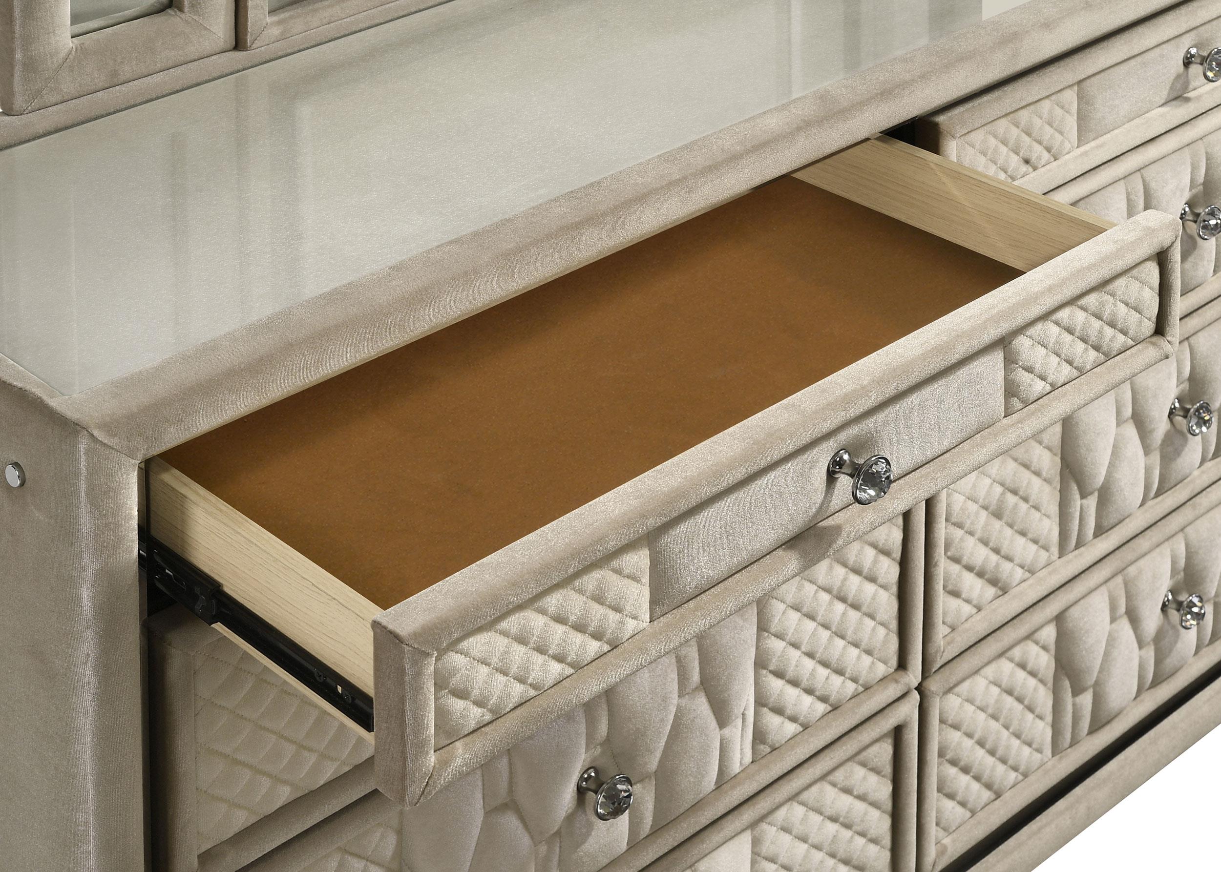 Lorient 8-drawer LED Bedroom Dresser Cabinet Ivory and Camel - 222663