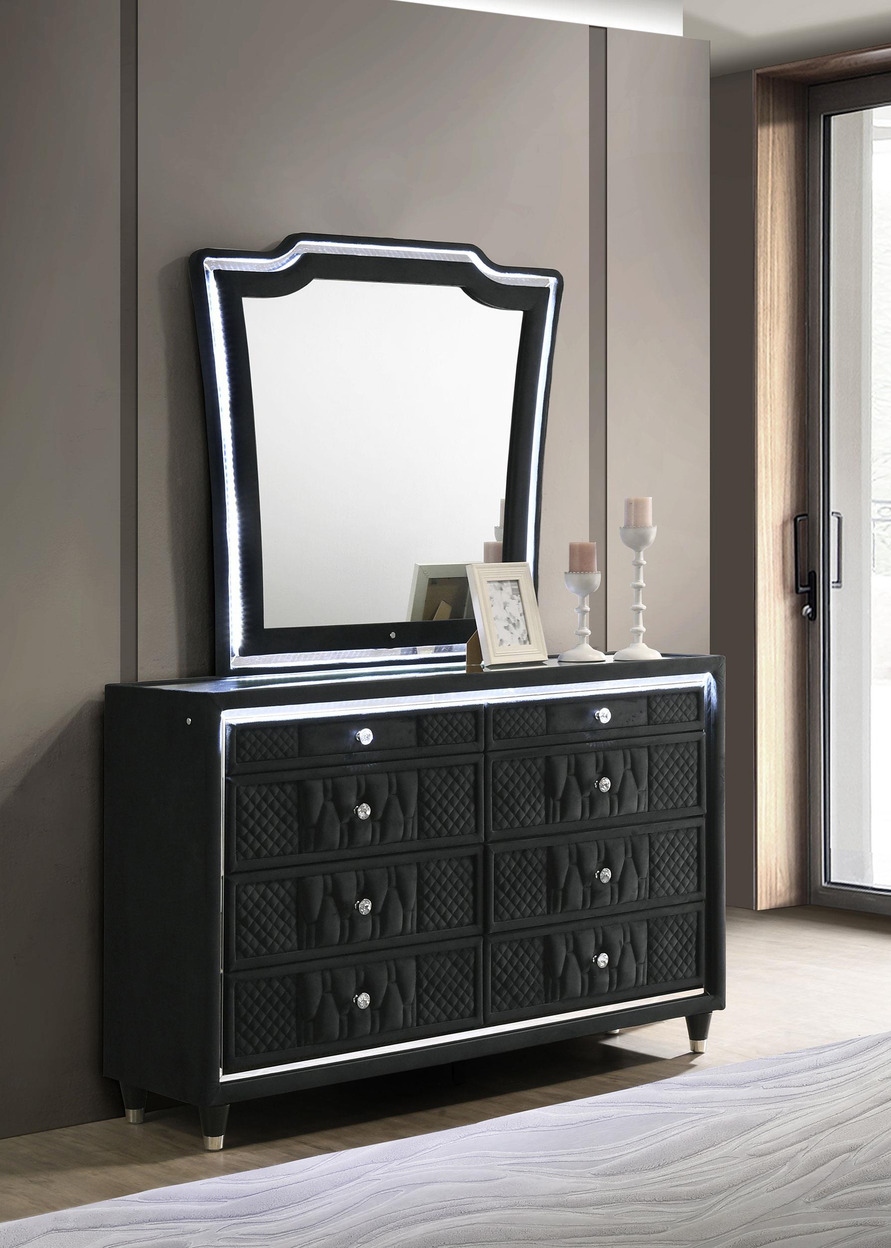 Lorient 8-drawer LED Dresser with Mirror Black - 223163M