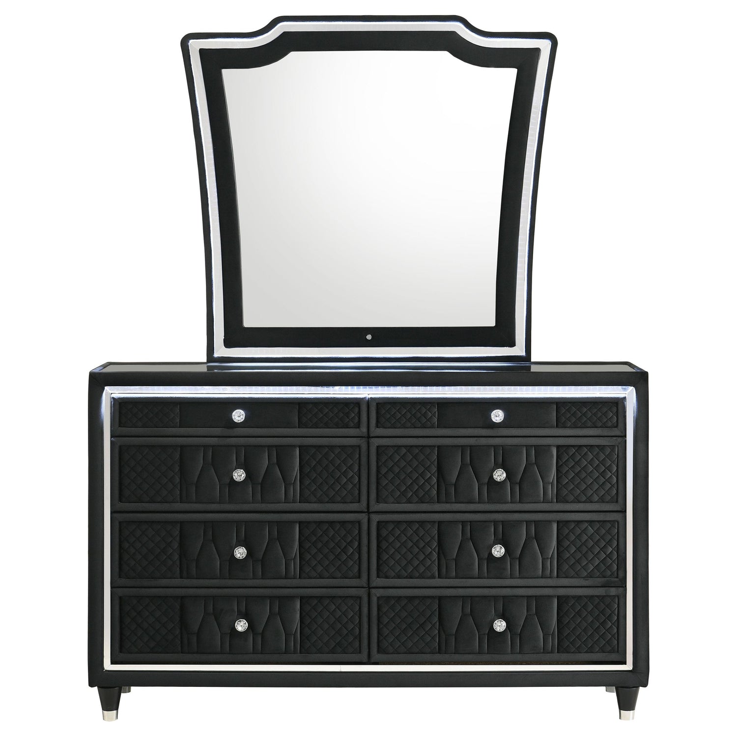 Lorient 8-drawer LED Dresser with Mirror Black - 223163M