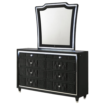 Lorient 8-drawer LED Dresser with Mirror Black - 223163M