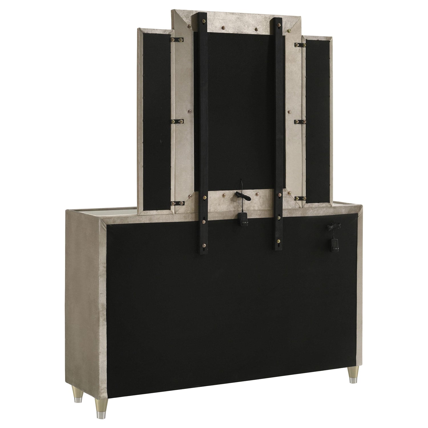 Lorient 8-drawer LED Dresser with Mirror Ivory and Camel - 222663M