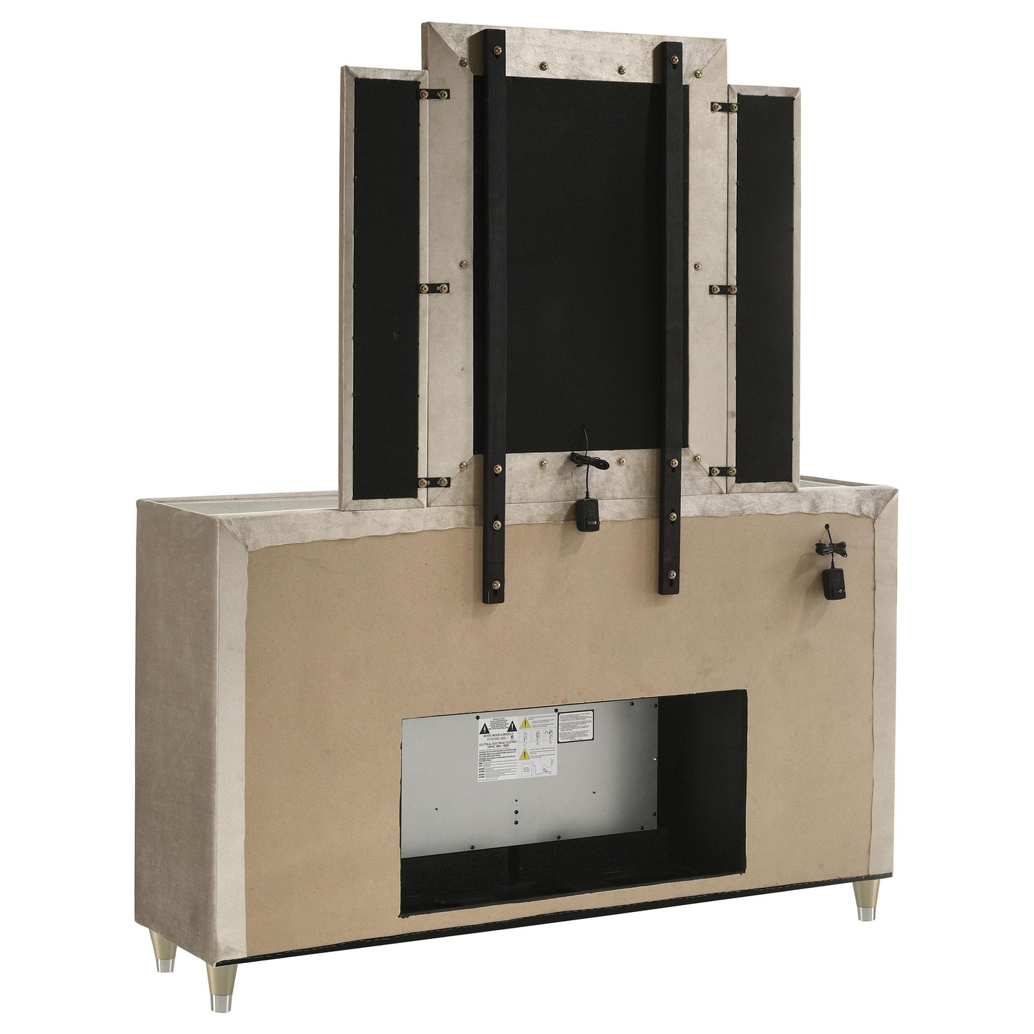 Lorient 8-drawer LED Flame Box Dresser and Mirror Ivory Camel - 222663FBM