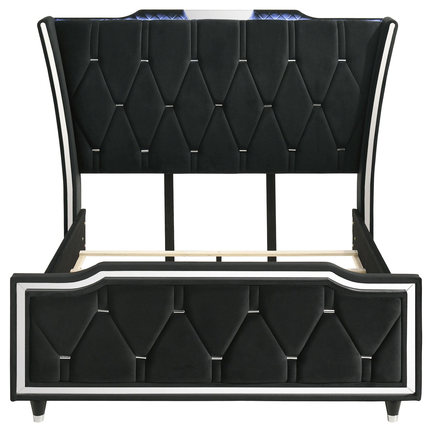 Lorient Queen LED Upholstered Wingback Bed Black - 223161Q