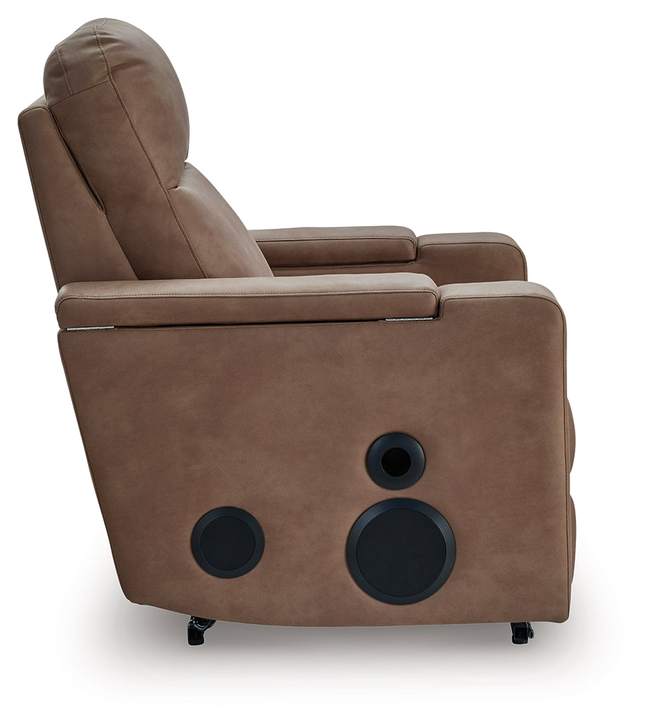 Lorrenton Caramel Power Glider Recliner with Audio System - PC9022042A