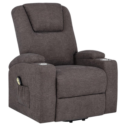 Louie Chenille Upholstered Power Lift Massage Chair Brown - 610463P