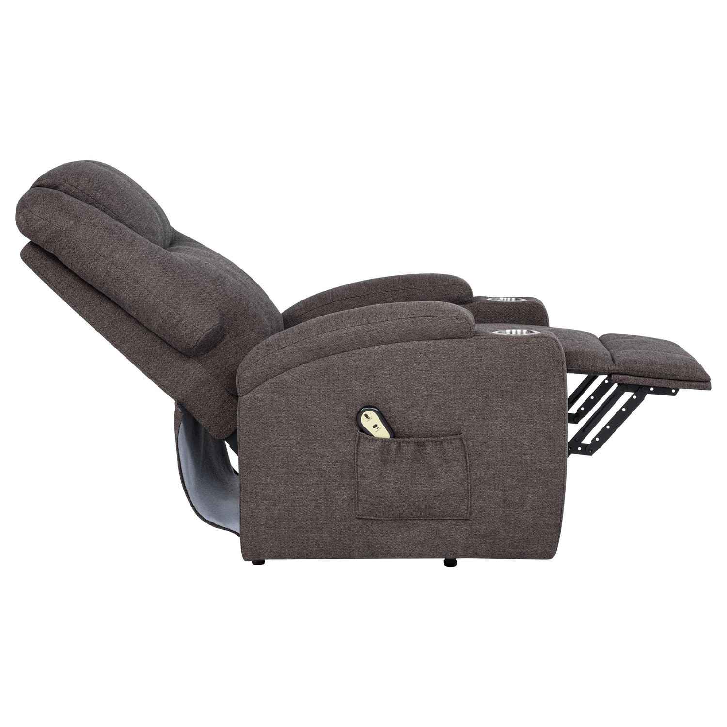 Louie Chenille Upholstered Power Lift Massage Chair Brown - 610463P