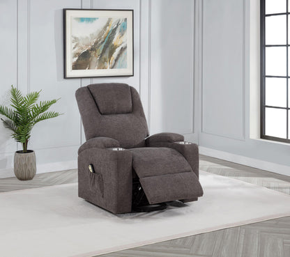 Louie Chenille Upholstered Power Lift Massage Chair Brown - 610463P