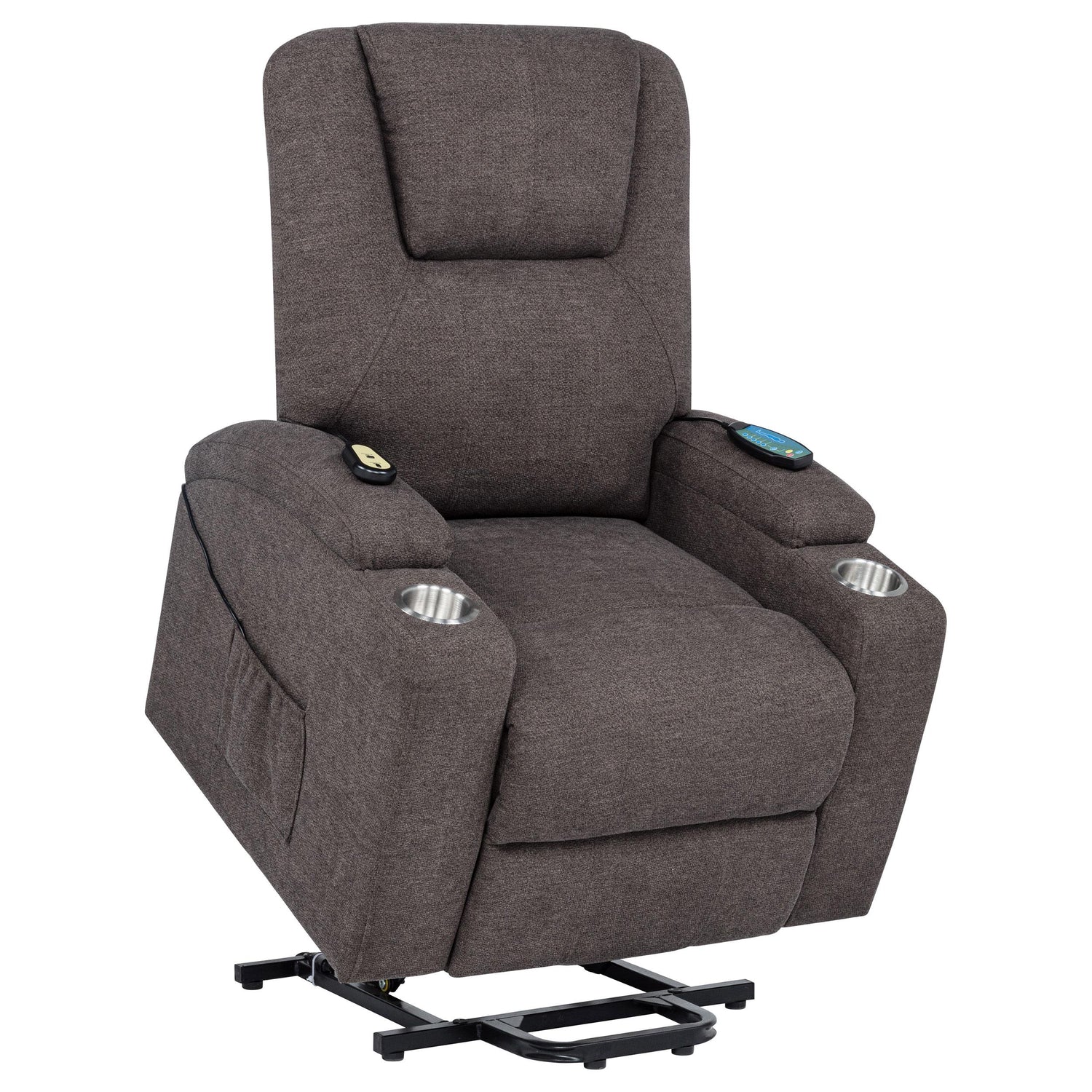 Louie Chenille Upholstered Power Lift Massage Chair Brown - 610463P