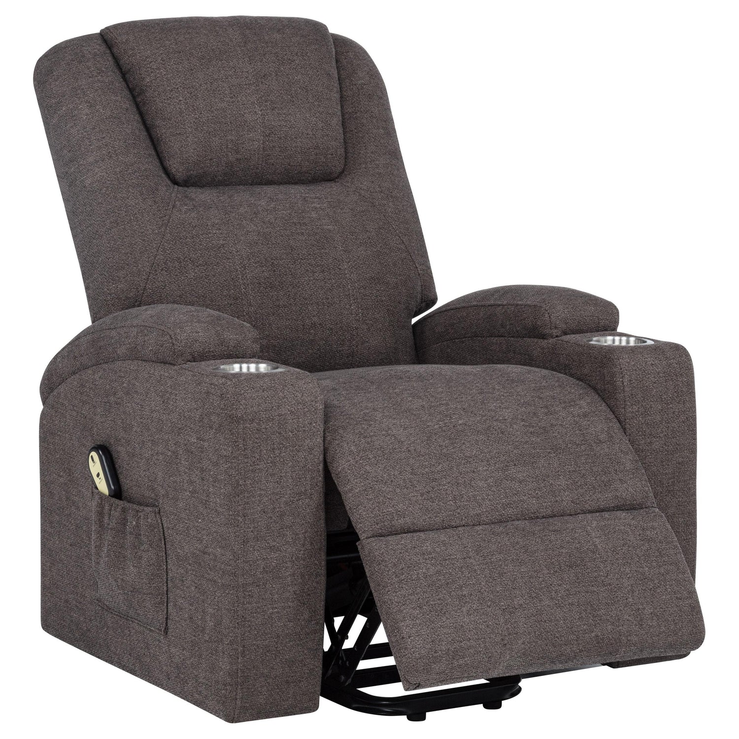 Louie Chenille Upholstered Power Lift Massage Chair Brown - 610463P