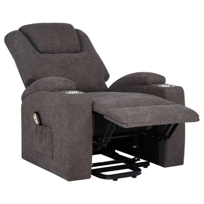 Louie Chenille Upholstered Power Lift Massage Chair Brown - 610463P
