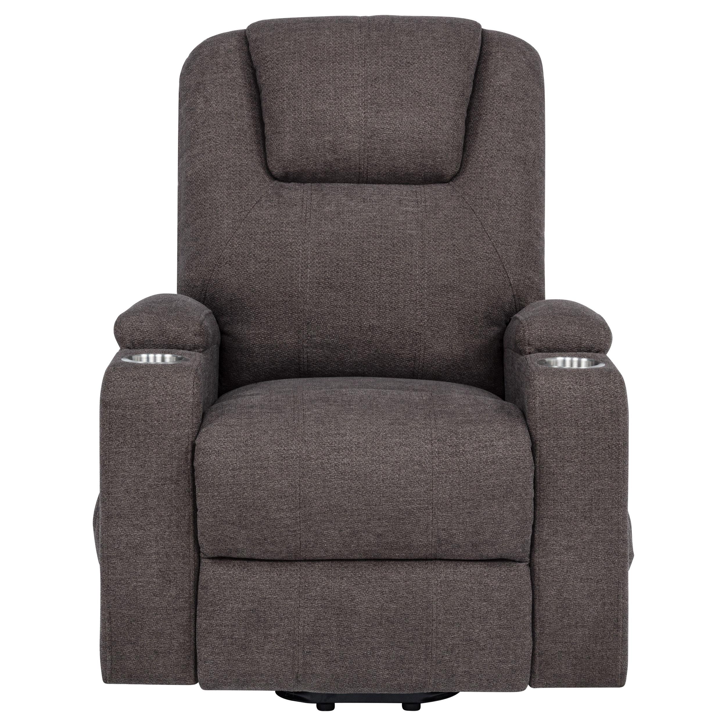 Louie Chenille Upholstered Power Lift Massage Chair Brown - 610463P