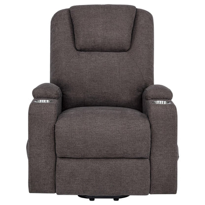 Louie Chenille Upholstered Power Lift Massage Chair Brown - 610463P