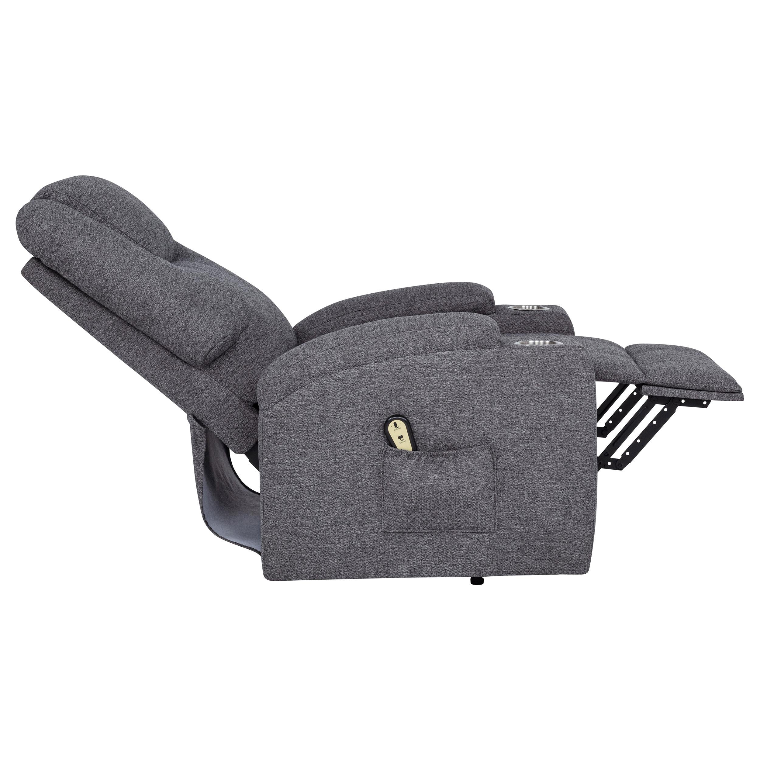 Louie Chenille Upholstered Power Lift Massage Chair Grey - 610453P