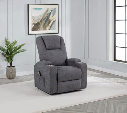 Louie Chenille Upholstered Power Lift Massage Chair Grey - 610453P