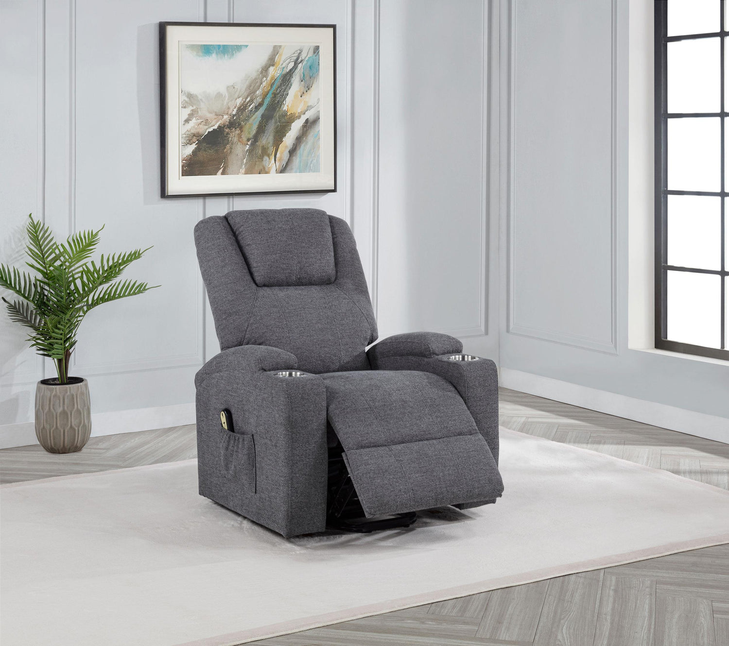 Louie Chenille Upholstered Power Lift Massage Chair Grey - 610453P