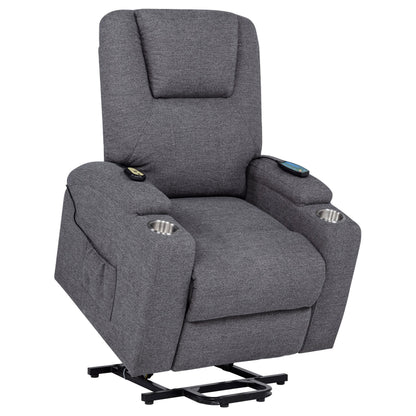 Louie Chenille Upholstered Power Lift Massage Chair Grey - 610453P