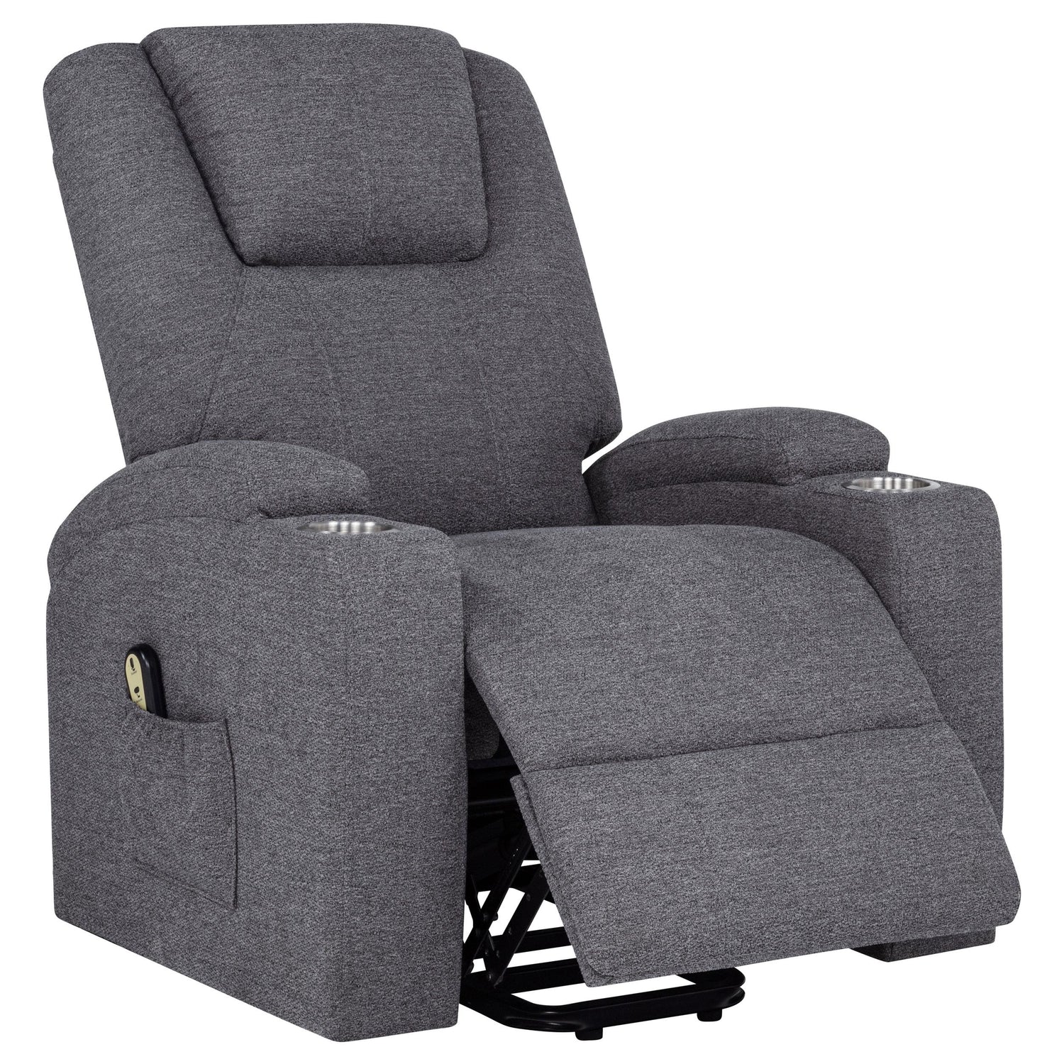 Louie Chenille Upholstered Power Lift Massage Chair Grey - 610453P