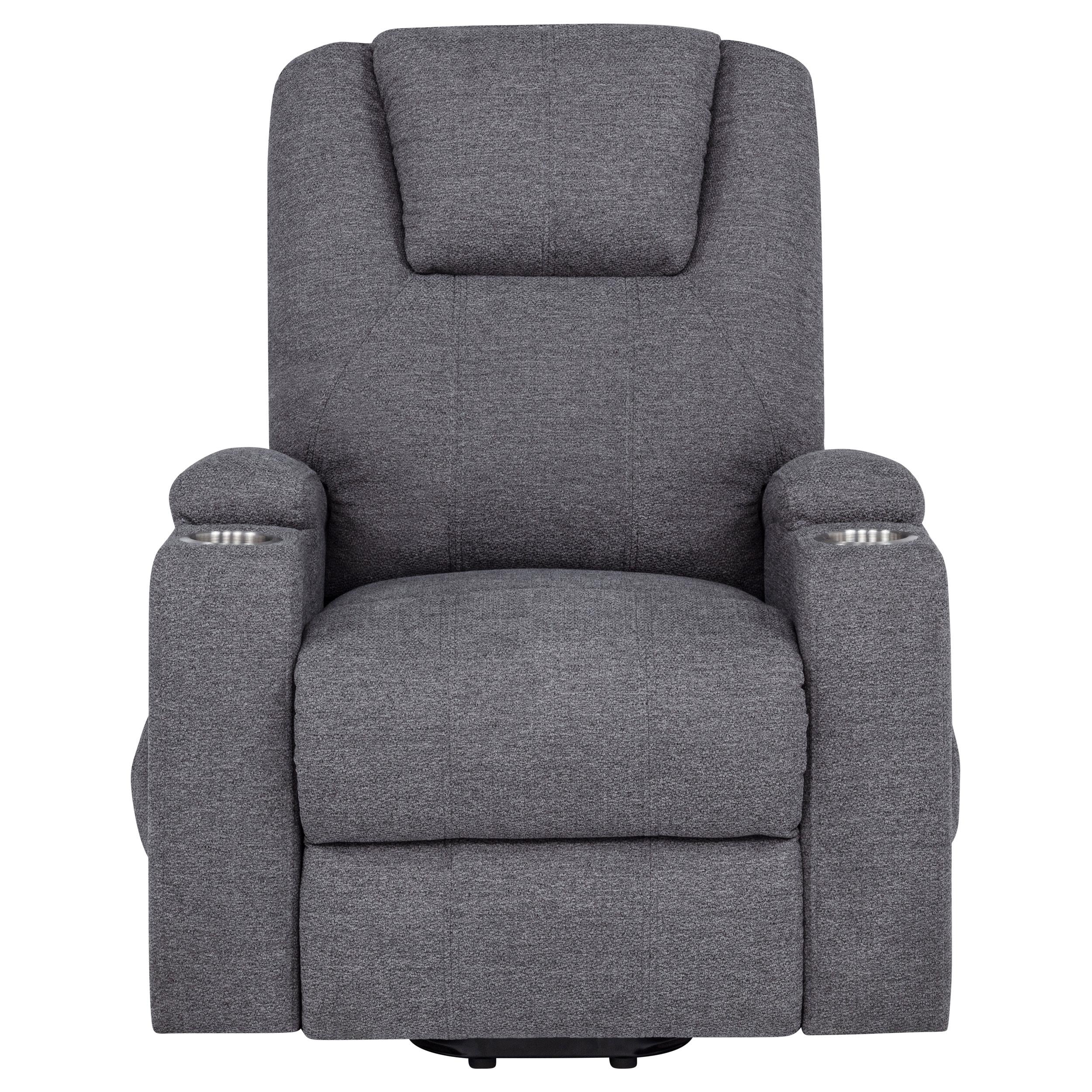 Louie Chenille Upholstered Power Lift Massage Chair Grey - 610453P