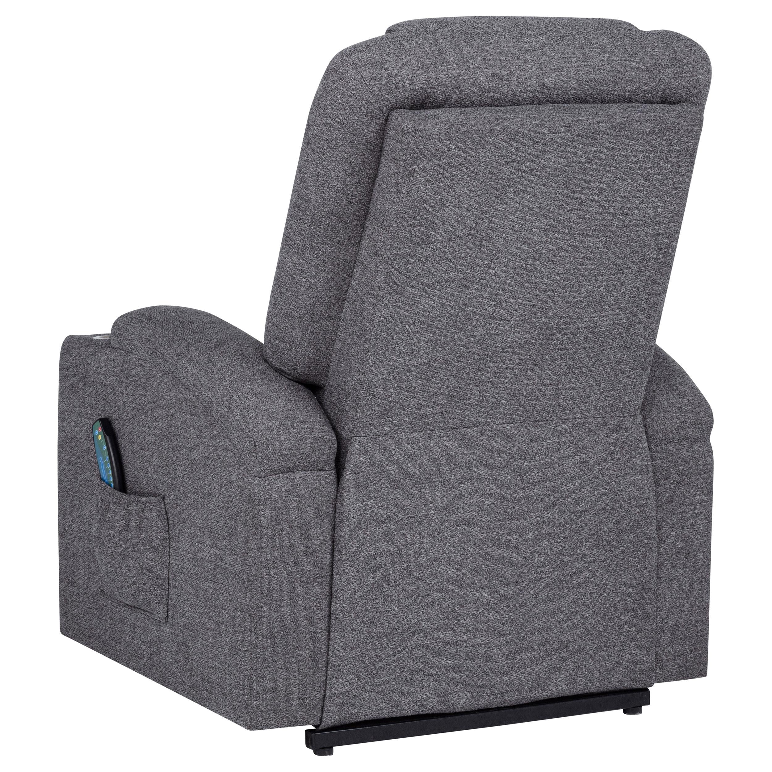 Louie Chenille Upholstered Power Lift Massage Chair Grey - 610453P