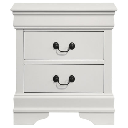 Louis Philippe 2-drawer Nightstand Bedside Table White - 202442
